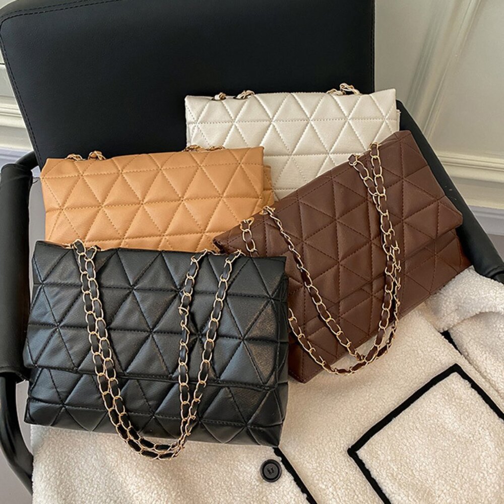 Everyday Chic Rhombus Shoulder Bag, White - Picture 3 of 7